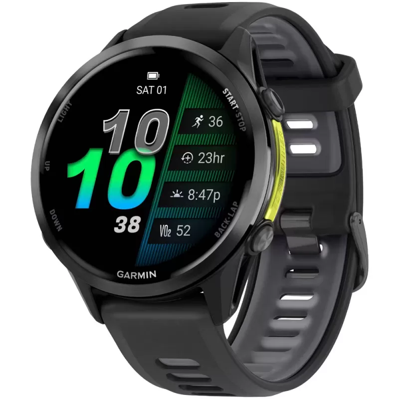 Reloj GPS Garmin Forerunner 970 010-02969-00 - Titanium Gray / Black / Translucent Whitestone Band