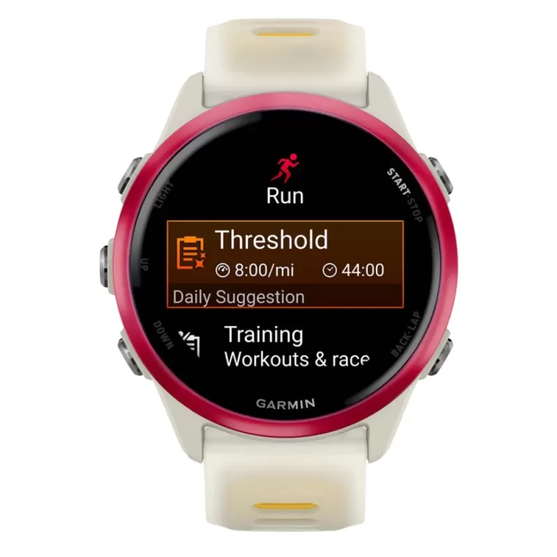 Reloj GPS Garmin Forerunner 570 42mm 010-02970-02 - Raspberry Aluminum/Translucent Bone/Mango Band