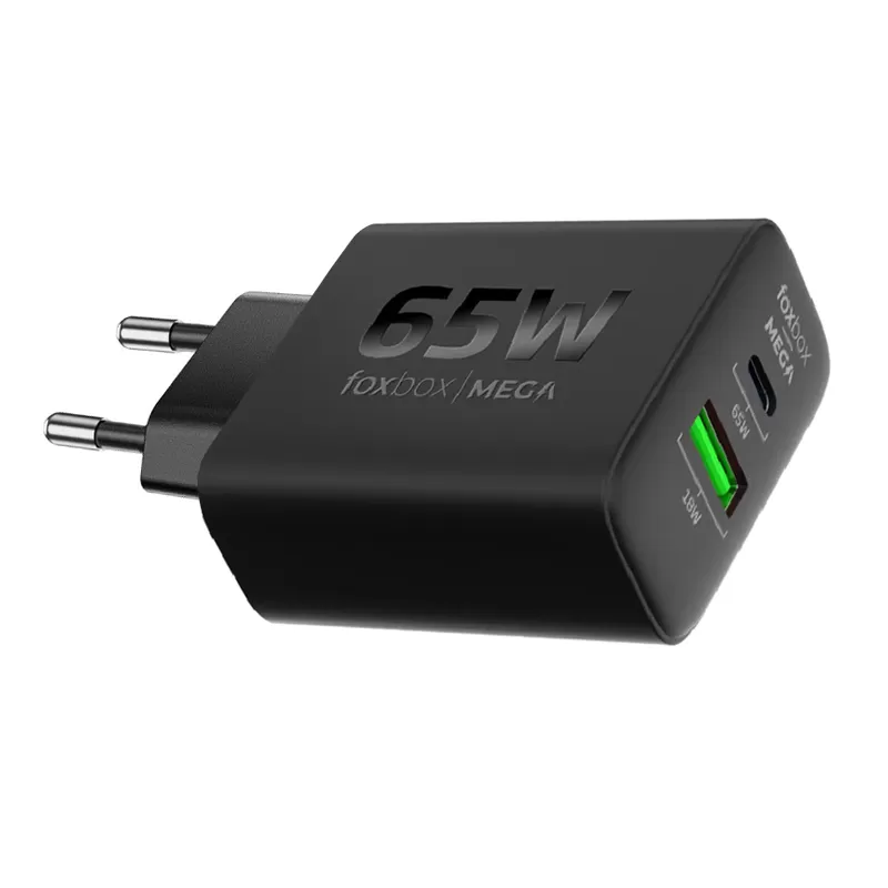 Adaptador Foxbox Mega PD65W Max USB-A | USB-C - Black