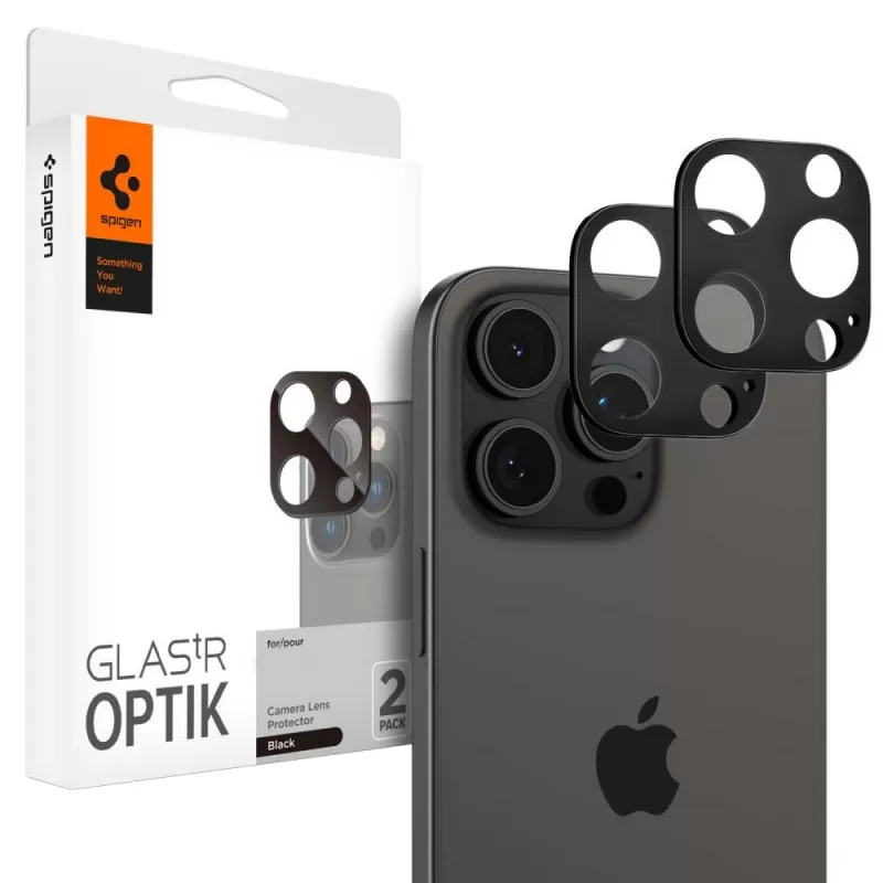 Cámara Lens Protector Spigen iPhone 16 Pro Max GlastR Optik AGL05273 - Black (2 Unidades)