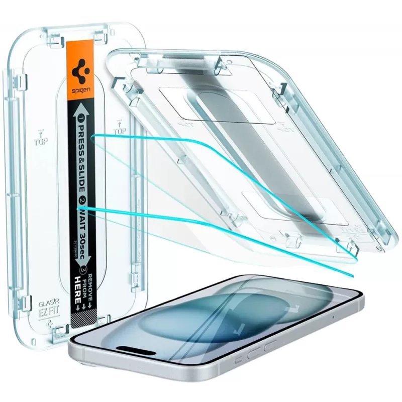 Pelicula Spigen iPhone 15 GlastR Ez Fit AGL06903 - 2 unidades