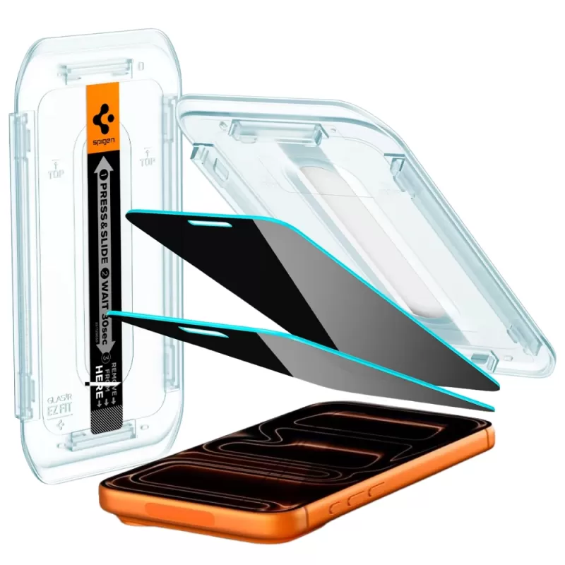 Pelicula Spigen para iPhone 17 Pro Max/16 Pro Max AGL07908 GlastR EZ Fit Privacy (2 Pack)