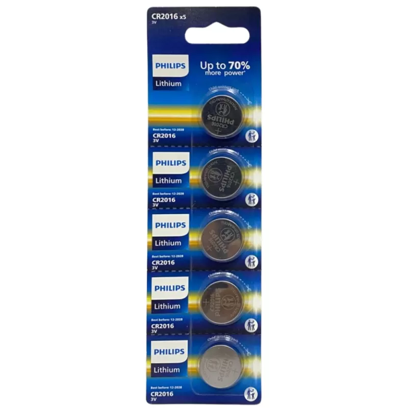 Pila Botón Philips CR2016P5B/17 Lithium 3V (5 Unidades) Pila Botón Philips CR2016P5B/17 Lithium 3V (5 Unidades)