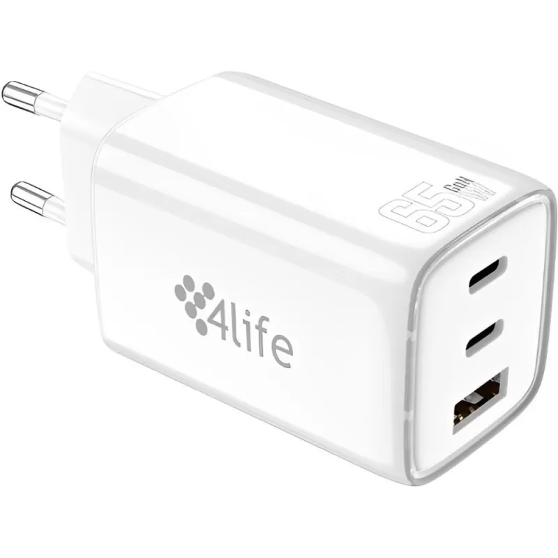 Adaptador 4Life FL9565CCAW 65W 2xUSB-C/USB-A - White