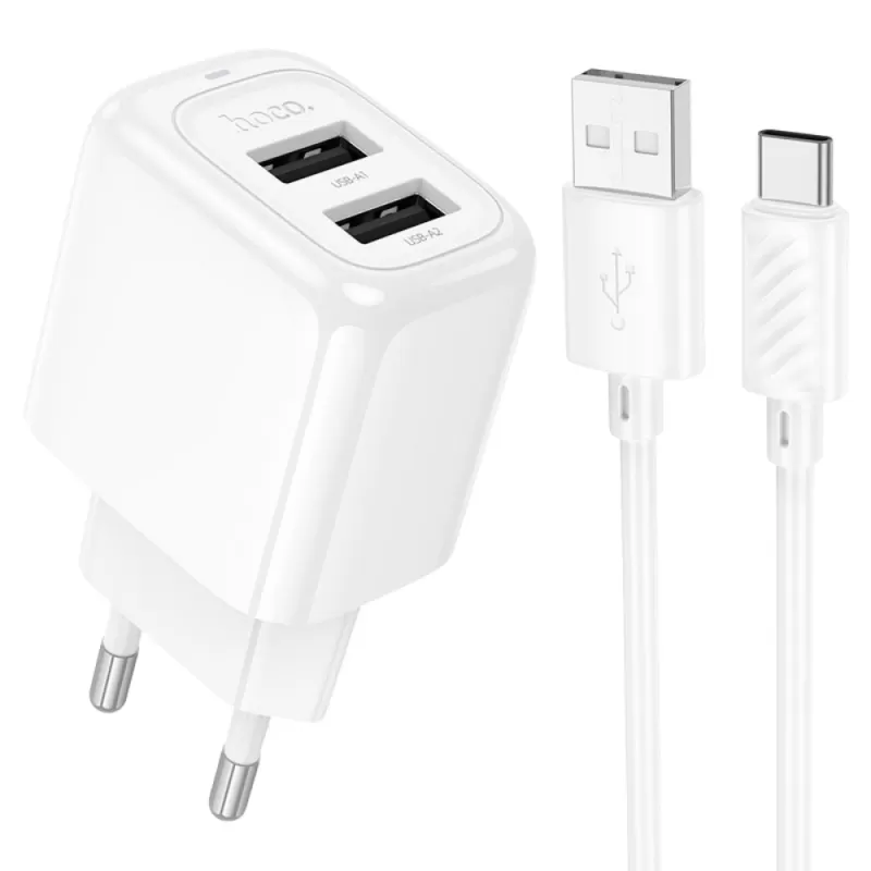 Cargador Hoco Dual Output USB-A CS51A 12W - White ...