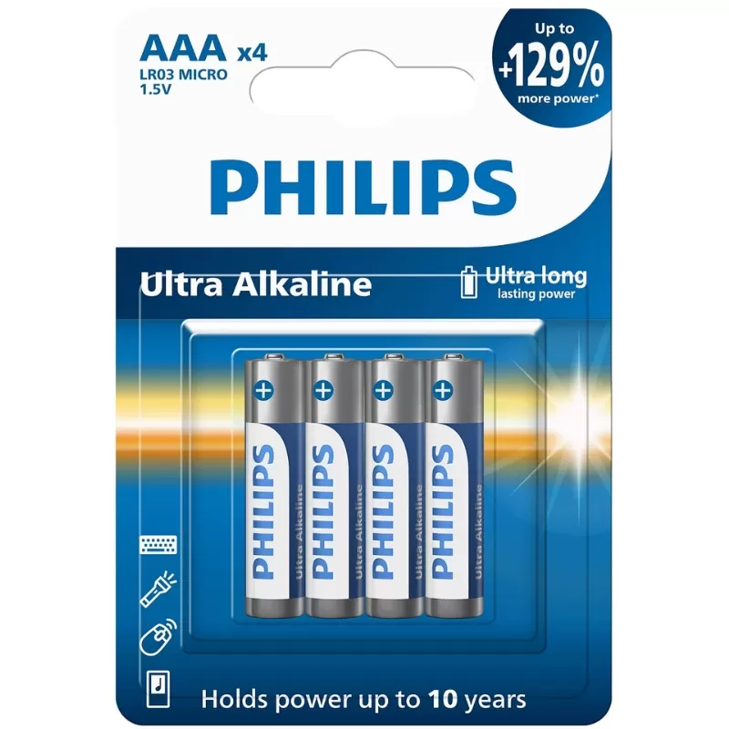 Pila Philips AAA Ultra Alkaline LR03E4B/97 (4 Unidades)