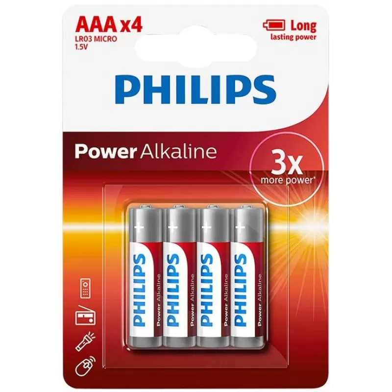 Pila Alkalina AAA Philips LR03P4B/97 (4 Unidades)