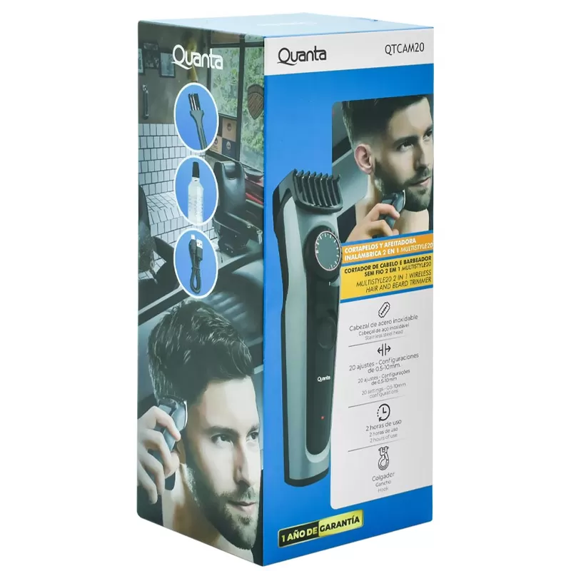 Cortador de Cabello Quanta MultiStyle QTCAM20 2-in-1 Black/Gray