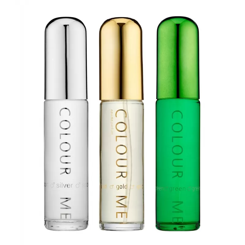 Kit Perfume Colour Me Silver Sport|Gold|Green - EDP Masculino 50ml