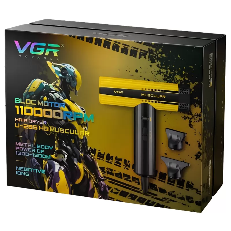 Secador de Cabello Voyager Muscular V-285HD 1500W 220V - Black/Yellow