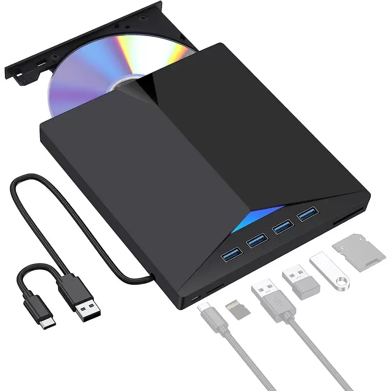 Lector Grabador DVD Externo XD013 7-in-1 Multifuncional - Black