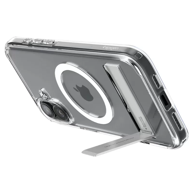 Capa Spigen iPhone 16 ACS08228 Slim Armor Essential S MagFit Stand - Crystal Clear