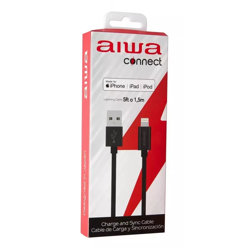 Cable Aiwa AW-P19030BK USB a Lightning  - Black