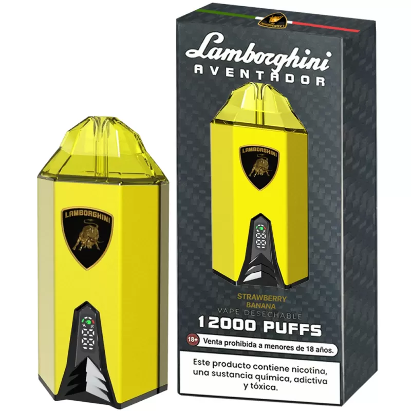 Vaper Descartable Lamborghini Aventador 2% Nicotina 12000 Puffs - Strawberry Banana