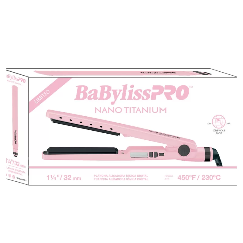 Alisador BaBylissPro Nano Titanium BNTPBK4091TUZ 230°C 2V - Pink