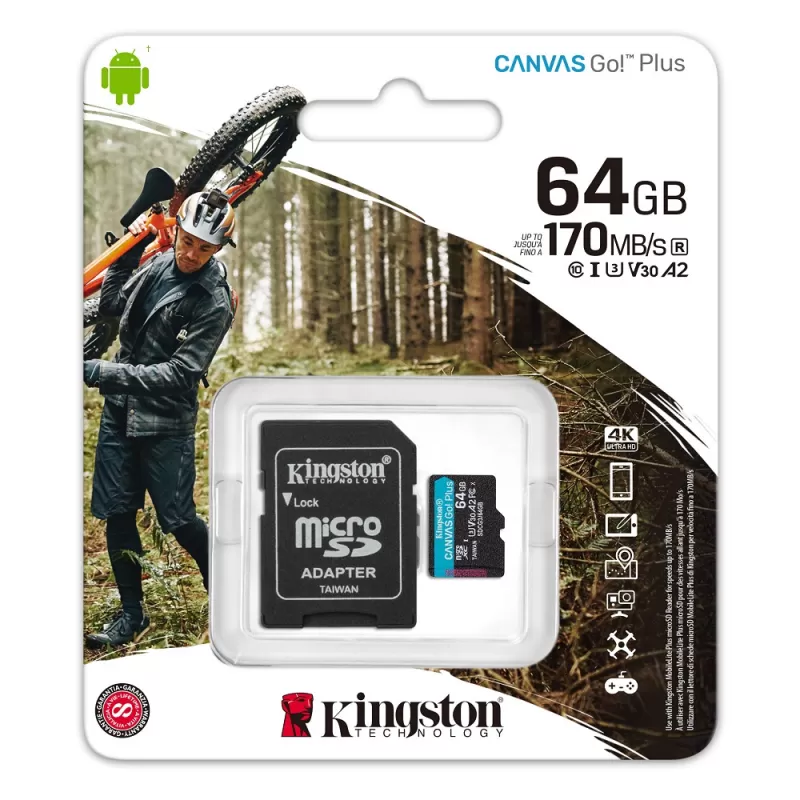 Memoria MicroSD Kingston SDCG3 64GB Canvas Go! Plu...