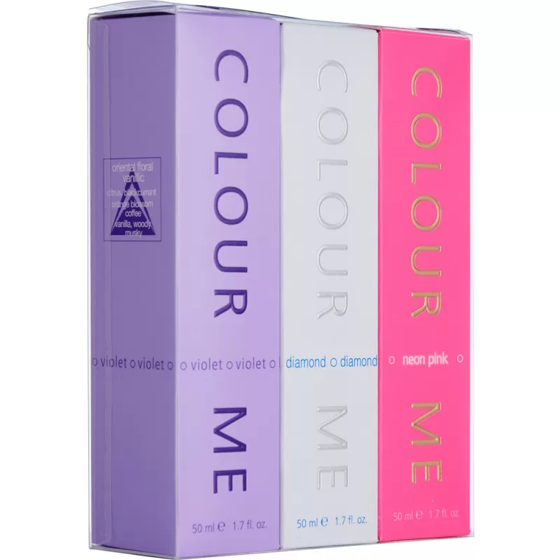 Kit Perfume Colour Me Violet|Diamond|Neon Pink - EDP Femenino 50ml