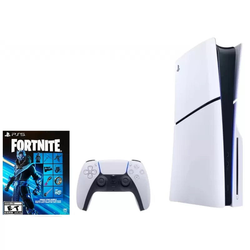 Consola Sony PlayStation 5 Slim Disk CFI-2015 1TB SSD Fortnite Cobalt Star Bundle - White/Black (Caja Fea)