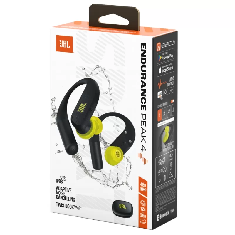 Auricular JBL Endurance Peak 4 Bluetooth - Black/Lime