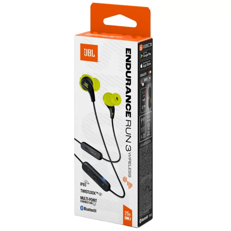 Auricular JBL Endurance Run 3 Wireless - Black/Lime