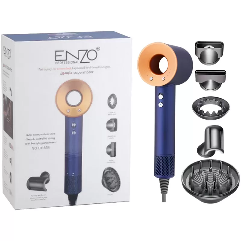 Secador de Cabello Enzo Supermotor DY-888 1600W 220V - Blue/Gold