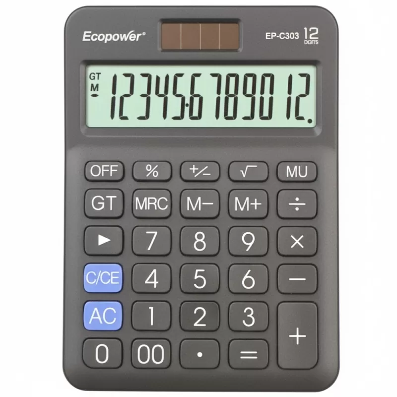 Calculadora Ecopower EP-C303 12 Dígitos - Black