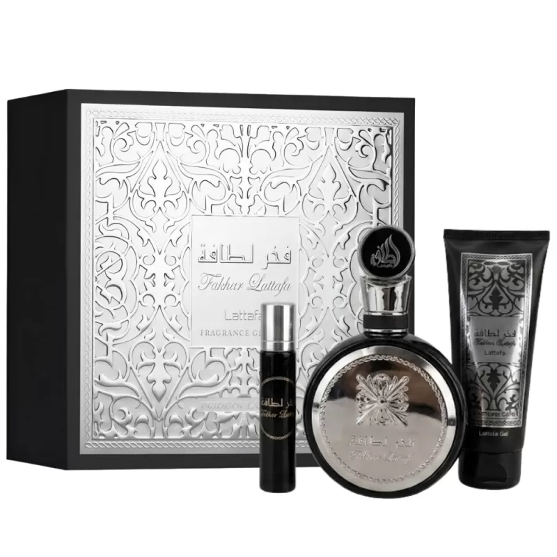 Kit Lataffa Pride Fakhar EDP 100mL + Travel Spray 12mL + Shower Gel 100mL - Masculino