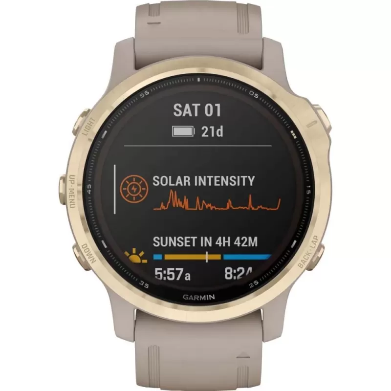 Reloj GPS Garmin Fenix 6S Pro Solar 010-02409-13 - Light Gold/Sand