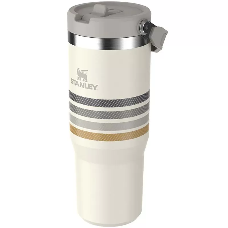 Termo Stanley The IceFlow Flip Straw Tumbler 887ml - Cream Ash Stripe