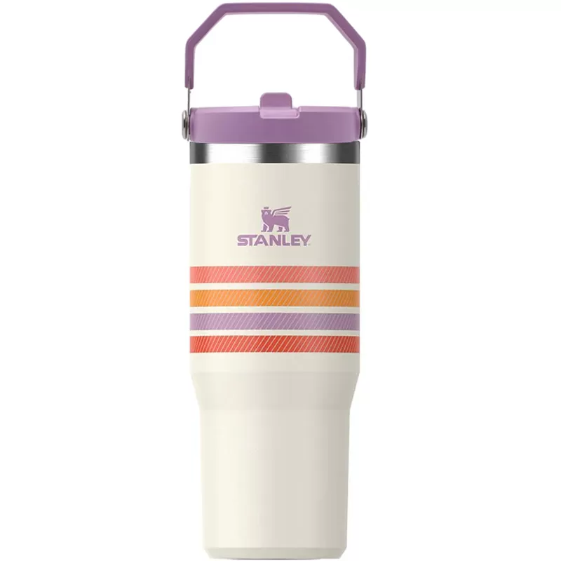 Termo Stanley The IceFlow Flip Straw Tumbler 887ml - Cream Lilac Stripe