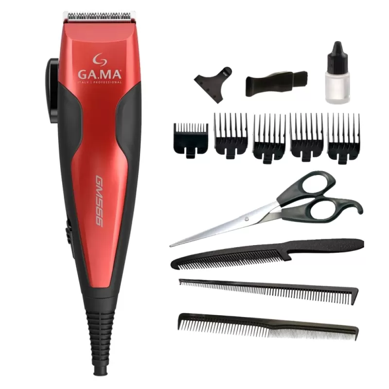 Cortador de Pelo Gama GM566 Magnetic Clipper 220V - Black/Red (13 Piezas)
