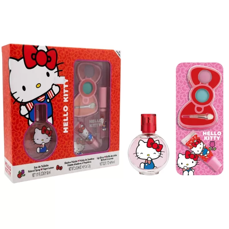 Kit Perfume Infantil Hello Kitty EDT 30mL + Lip Gloss + Shadow Palette - Femenino