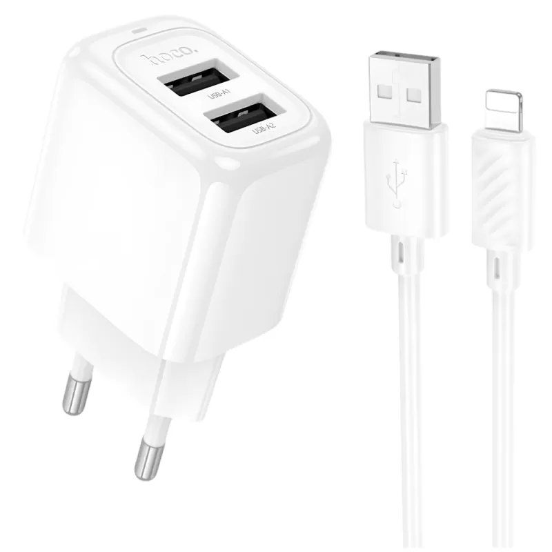 Cargador Hoco Dual Port USB-A CS51A 12W - White + ...