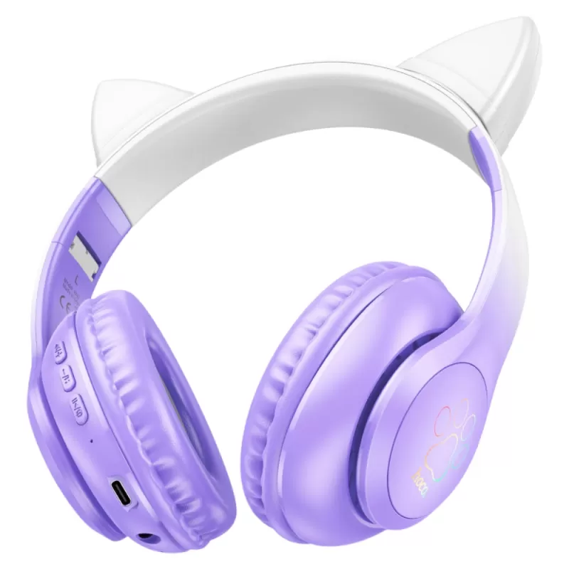 Auricular Hoco Cat Ear W42 Bluetooth - Pink/Purlpl...
