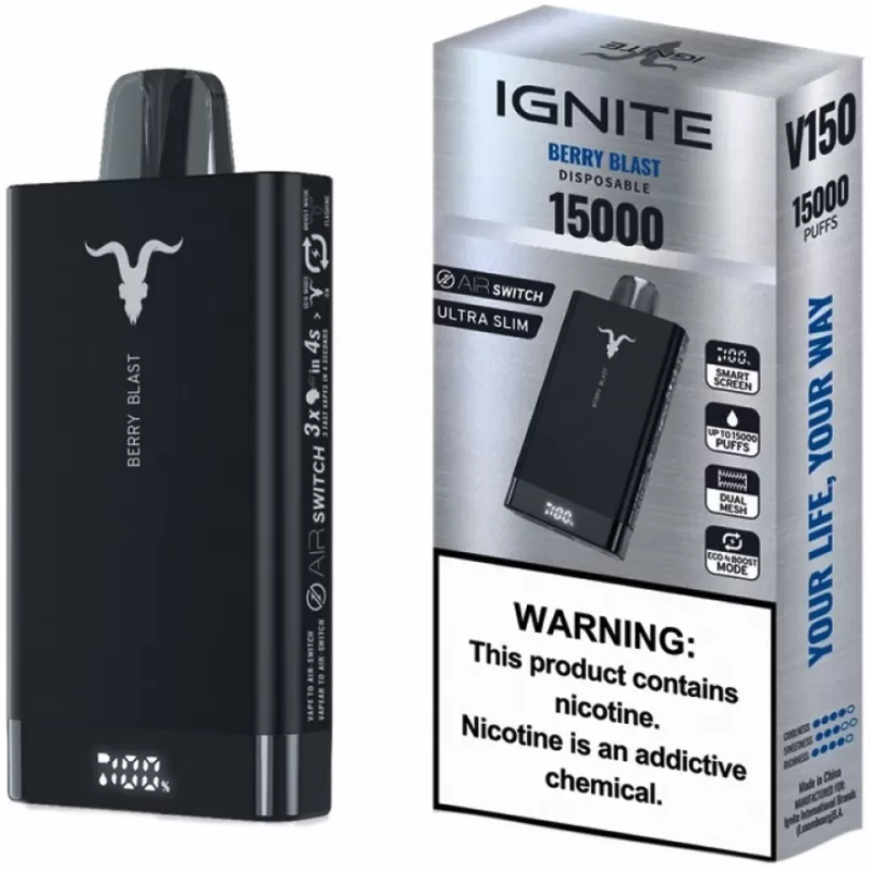 Vaper Descartable Ignite V150 5% Nicotina 15000 Puffs - Berry Blast