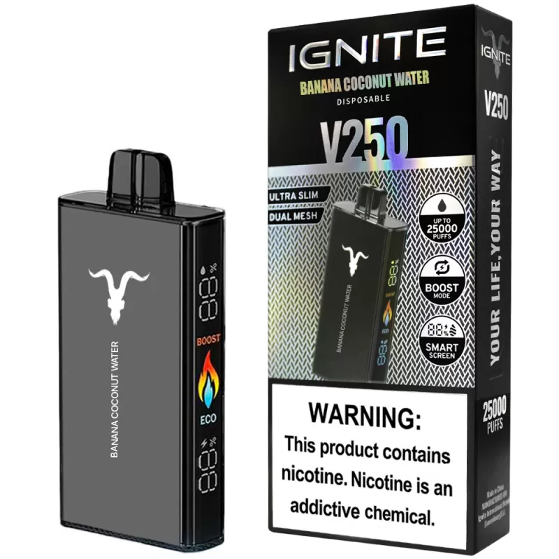 Vaper Descartable Ignite V250 5% Nicotina 25000 Puffs - Banana Coconut Water