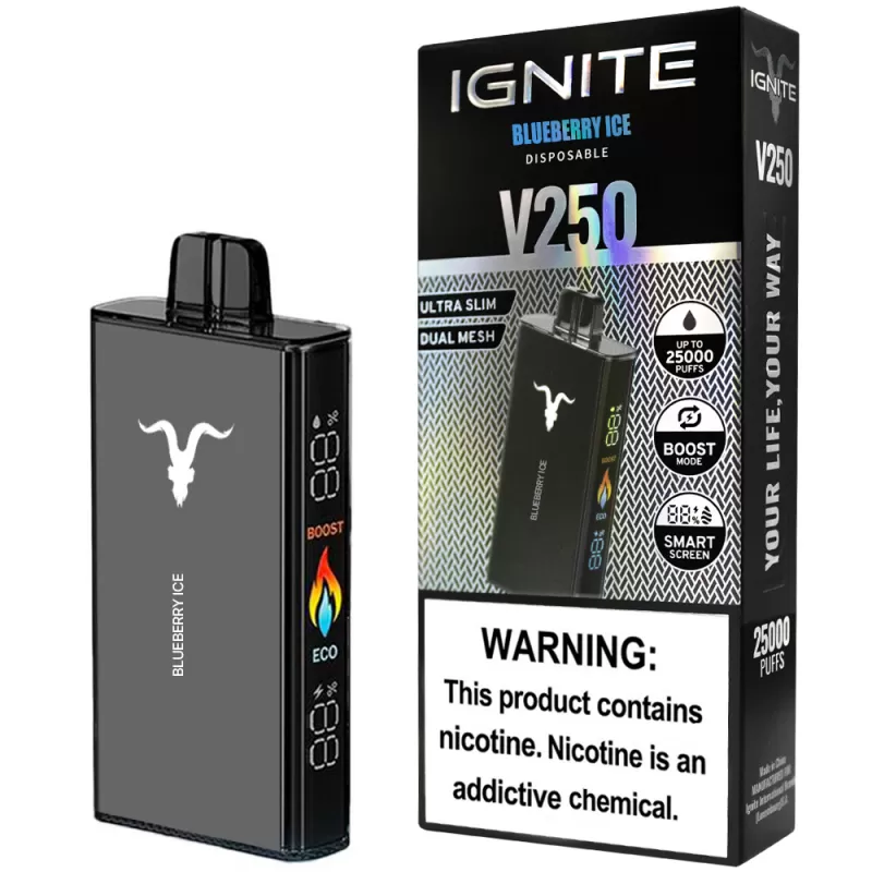 Vaper Descartable Ignite V250 5% Nicotina 25000 Puffs - Blueberry Ice