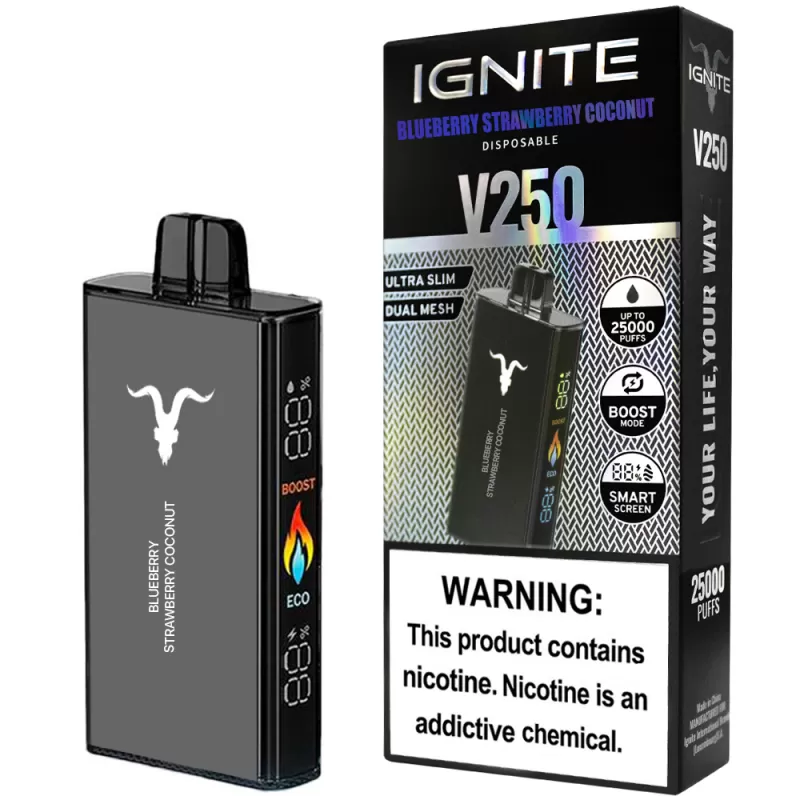 Vaper Descartable Ignite V250 5% Nicotina 25000 Puffs - Blueberry Strawberry Coconut