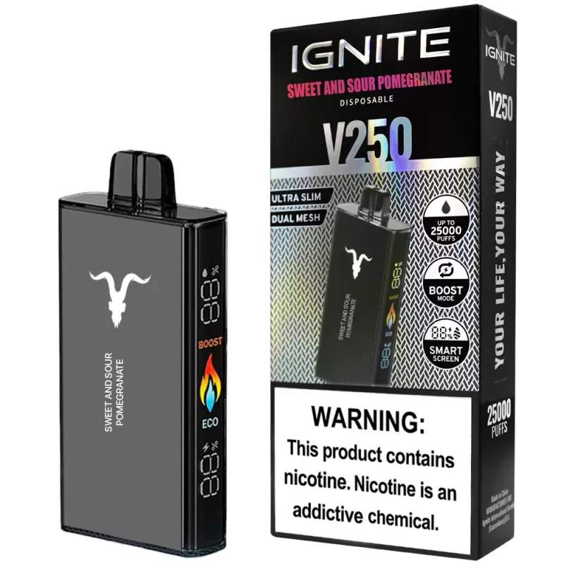 Vaper Descartable Ignite V250 5% Nicotina 25000 Puffs - Sweet and Sour Pomegranate