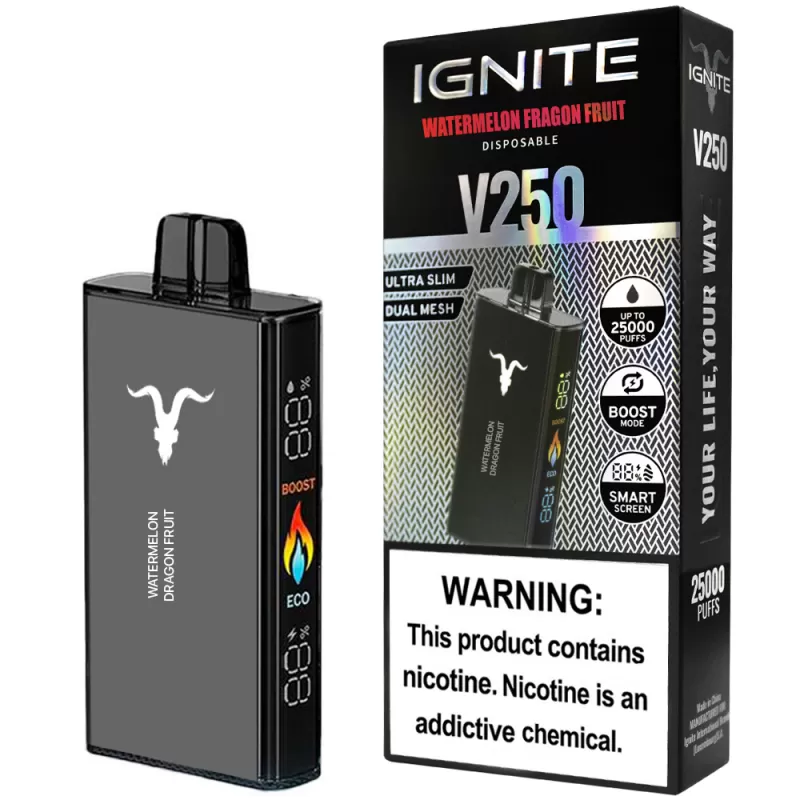 Vaper Descartable Ignite V250 5% Nicotina 25000 Puffs - Watermelon Dragon Fruit