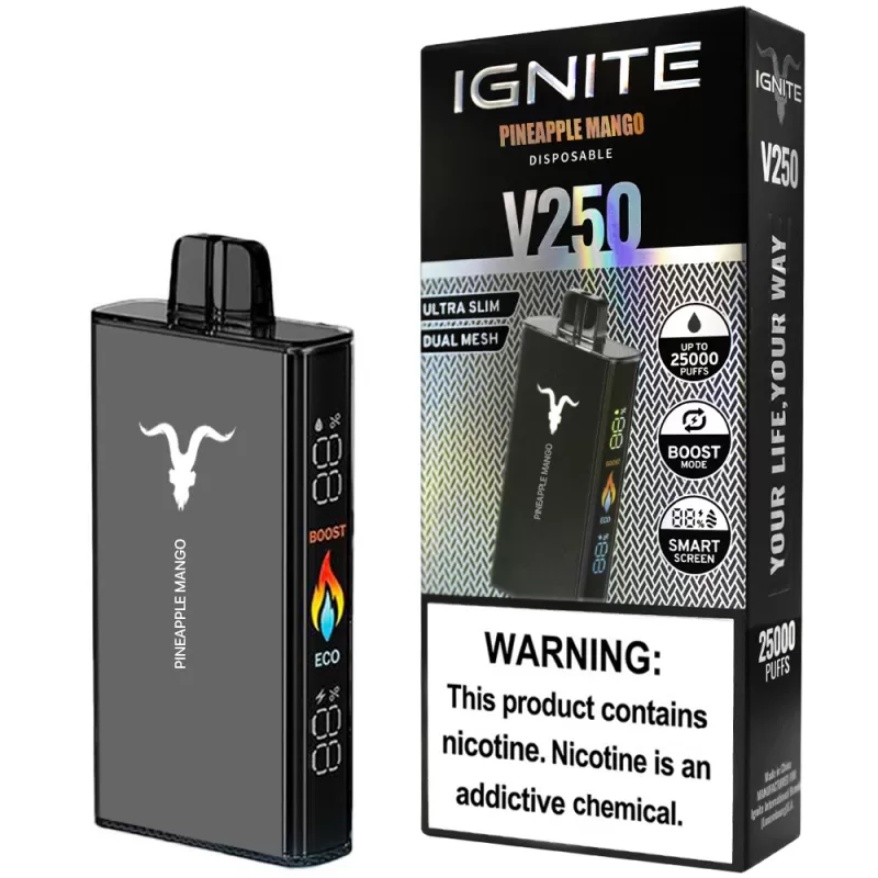 Vaper Descartable Ignite V250 5% Nicotina 25000 Puffs - Pineapple Mango