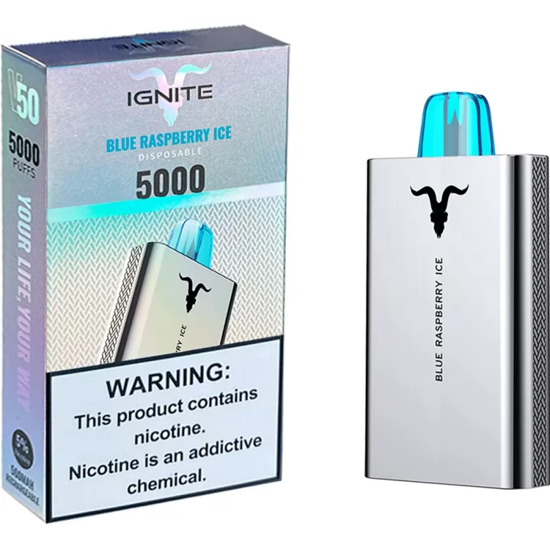 Vaper Descartable Ignite V50 5% Nicotina 5000 Puffs - Blue Raspberry Ice