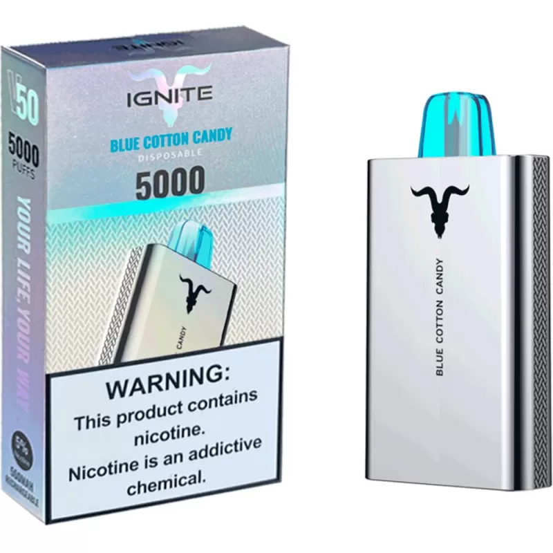 Vaper Descartable Ignite V50 5% Nicotina 5000 Puffs - Blue Cotton Candy