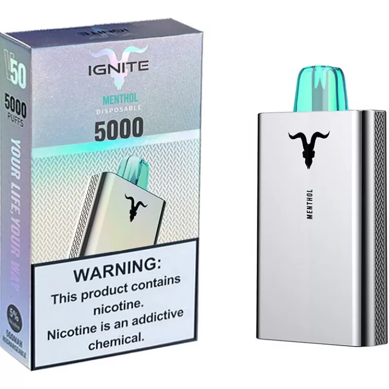 Vaper Descartable Ignite V50 5% Nicotina 5000 Puffs - Menthol