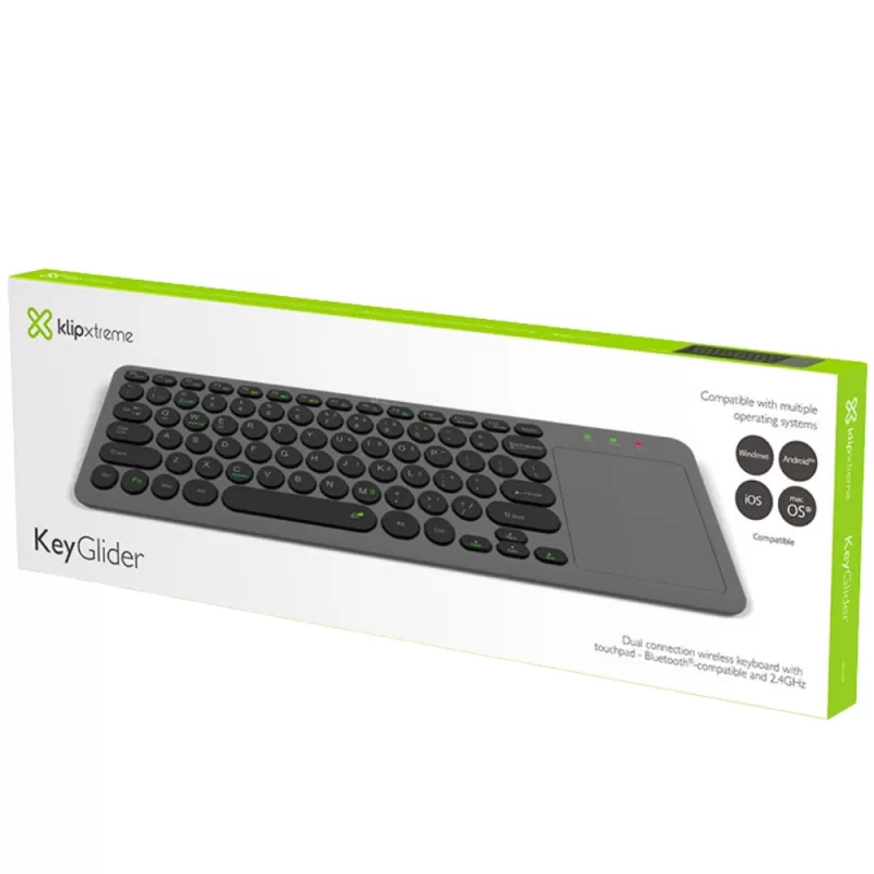 Teclado Wireless Klip Xtreme KeyGlider KCK-550E con TouchPad - Gray