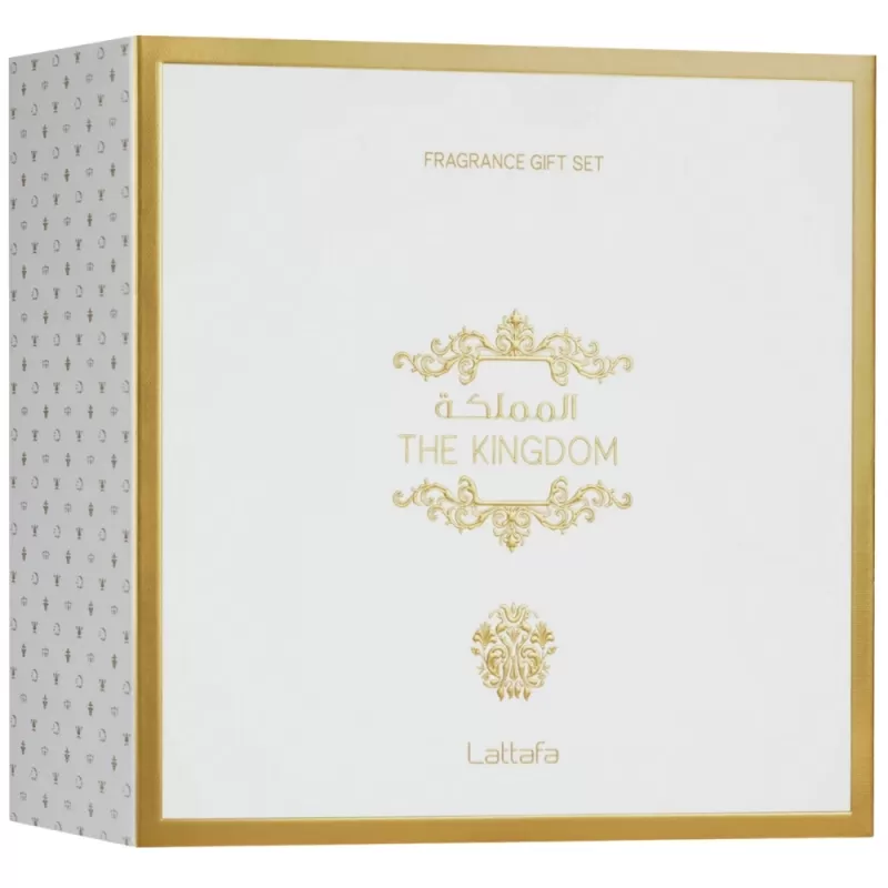 Kit Perfume Lattafa The Kingdom EDP 100mL + Travel Spray 12mL + Shower Gel 100mL - Masculino