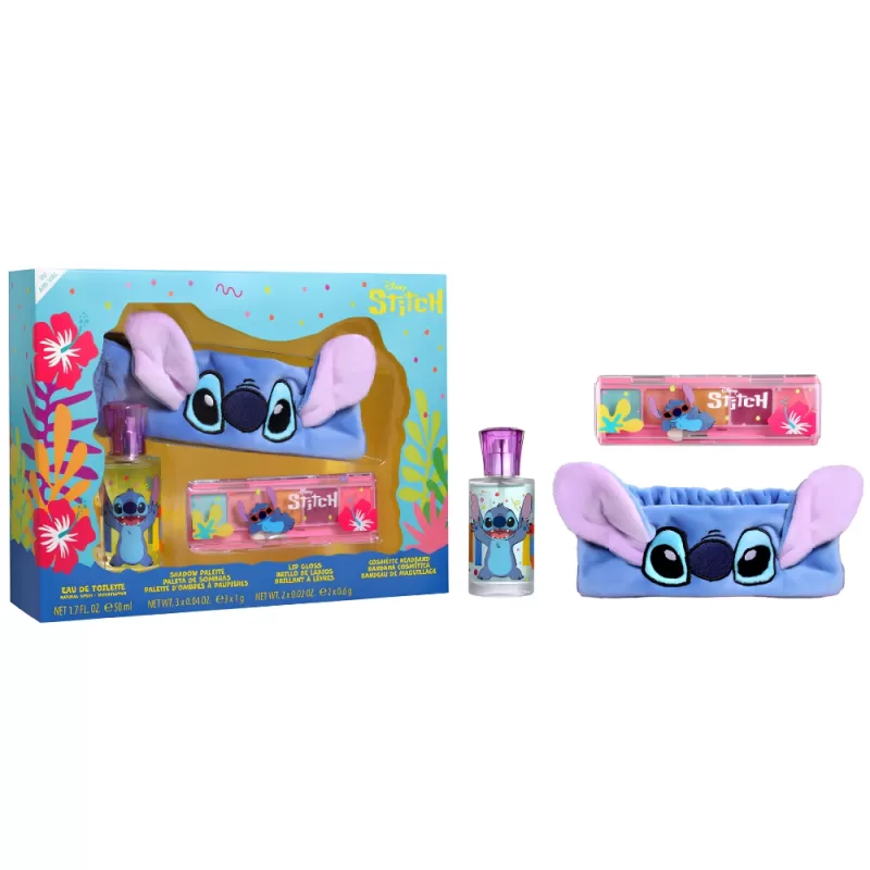 Kit Perfume Infantil Disney Stitch EDT 50mL + Shadow Palette + Lip Gloss + Headband - Femenino