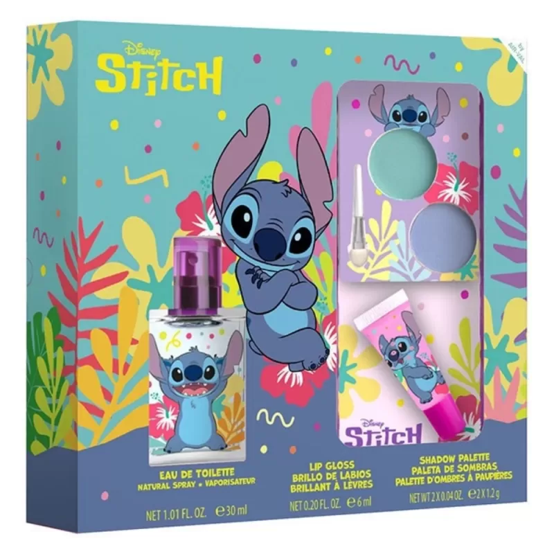 Kit Perfume Infantil Disney Stitch EDT 30mL + Lip Gloss + Shadow Palette - Femenino