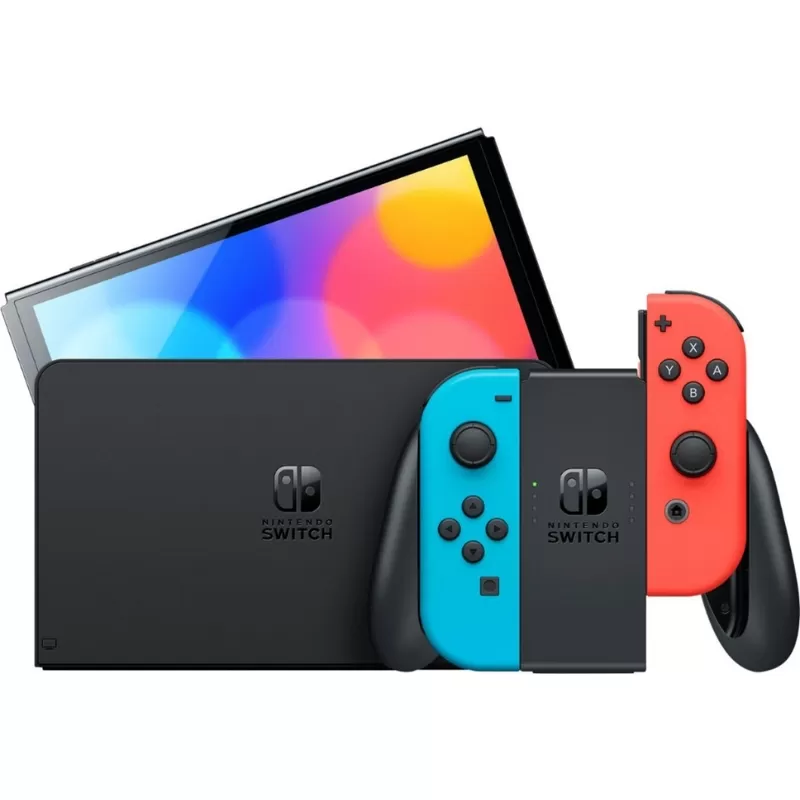 Consola Nintendo Switch OLED 64GB HEG S KABAA - Black/Red & Blue Neon (Japonés)