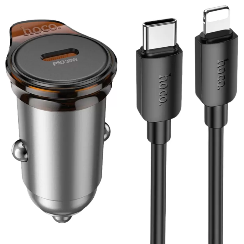 Cargador Vehicular Hoco NZ16 30W USB-C/Lightning -...